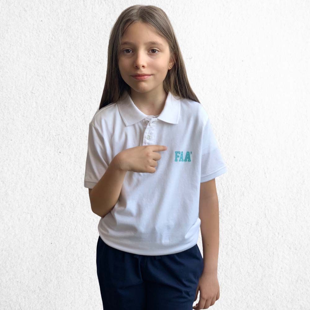 MELBY | Polo manica corta FAA' DI BRUNO | colore bianco e logo azzurro
