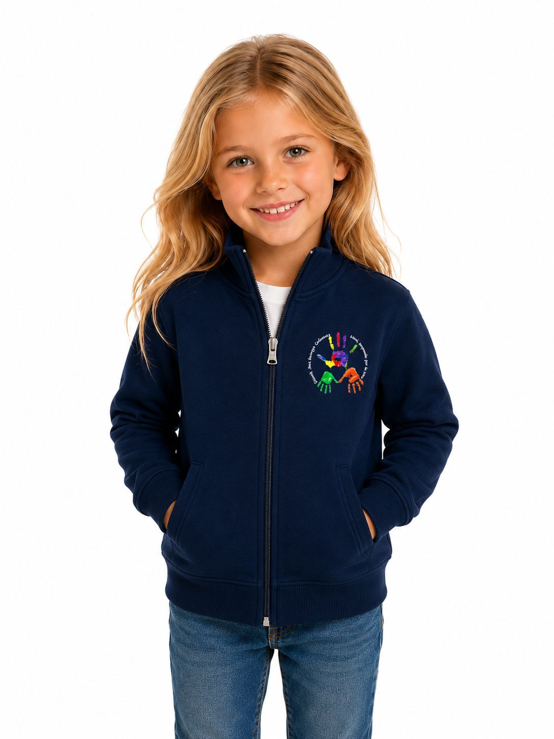 CAFASSO | Felpa con zip felpata unisex | Colore blu navy
