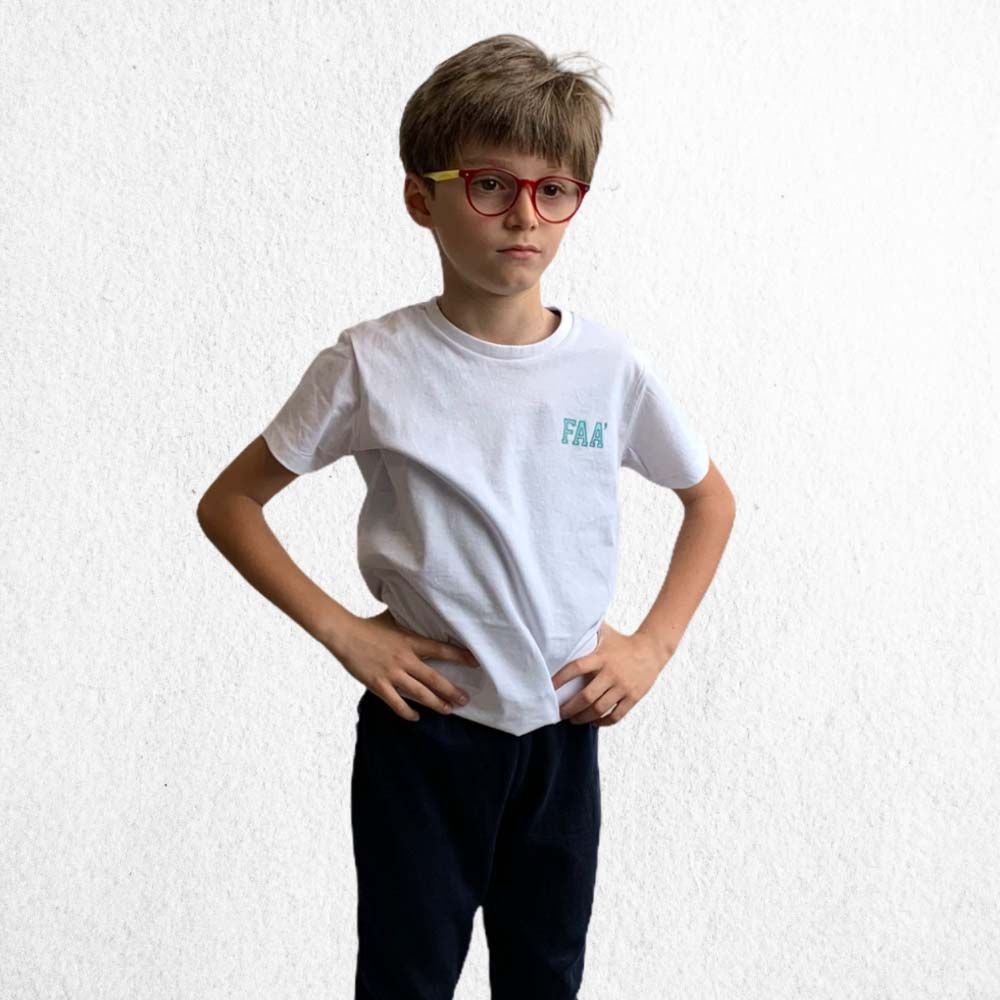 MELBY | T-shirt manica corta FAA' DI BRUNO | colore bianco e logo azzurro