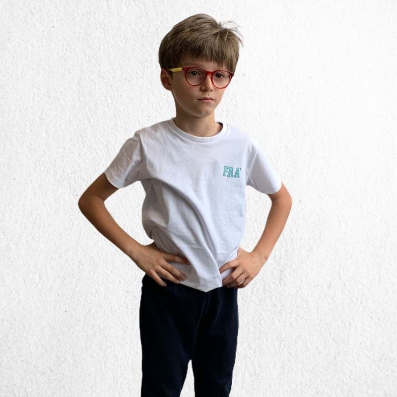 MELBY | T-shirt manica corta FAA' DI BRUNO | colore bianco e logo azzurro