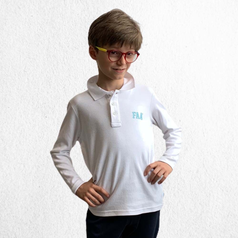 MELBY | Polo manica lunga FAA' DI BRUNO | colore bianco e logo azzurro