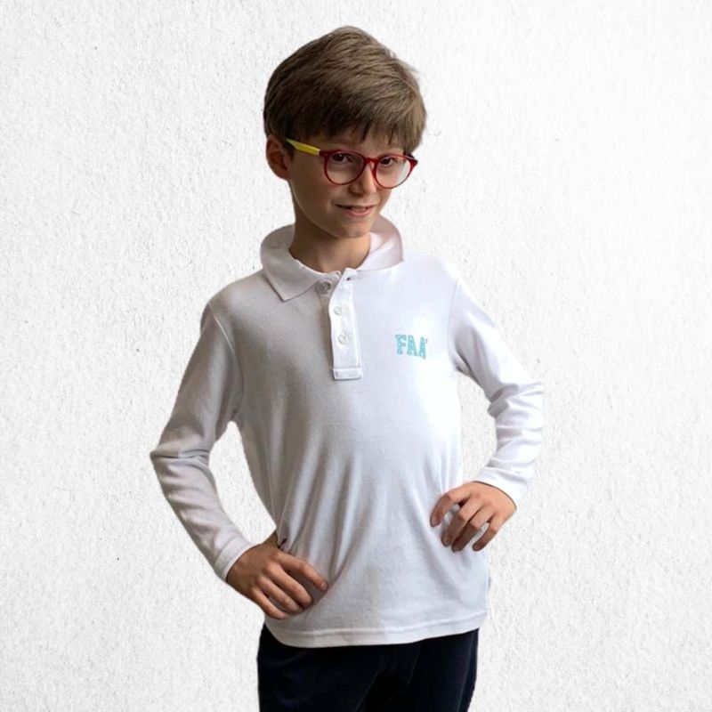 MELBY | Polo manica lunga FAA' DI BRUNO | colore bianco e logo azzurro