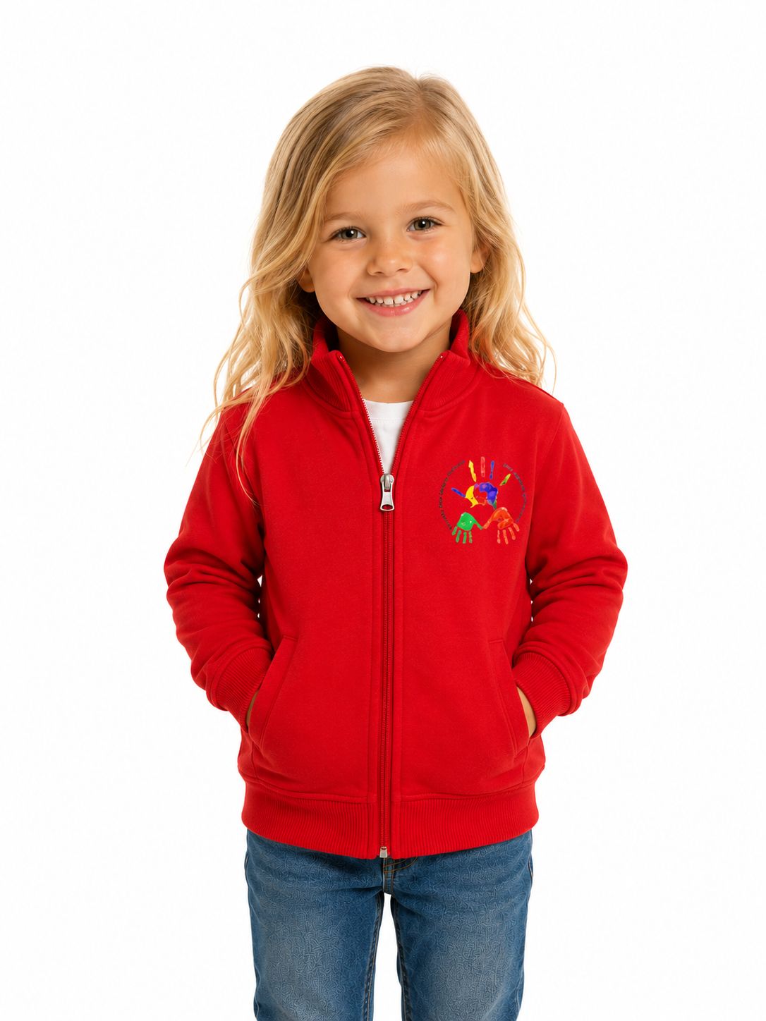 CAFASSO | Felpa con zip garzata unisex | Colore rosso