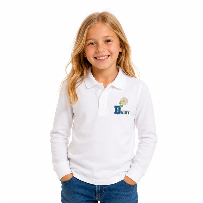 DAISY | Polo manica lunga piquet unisex | Colore Bianco