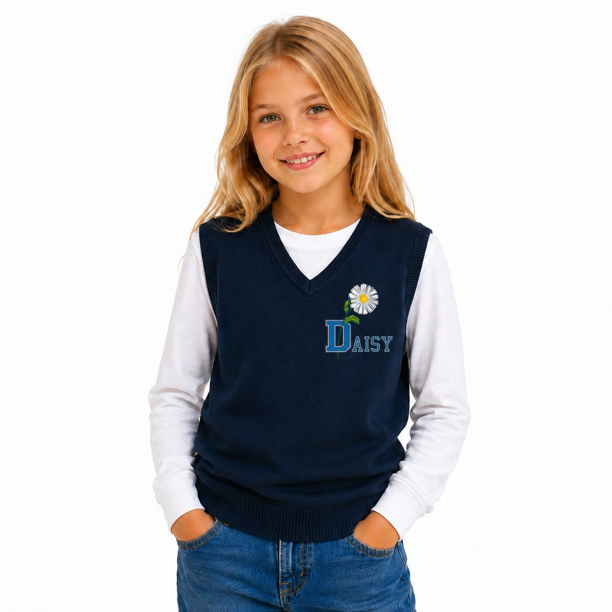 DAISY | Gilet felpa garzata unisex | Colore blu navy