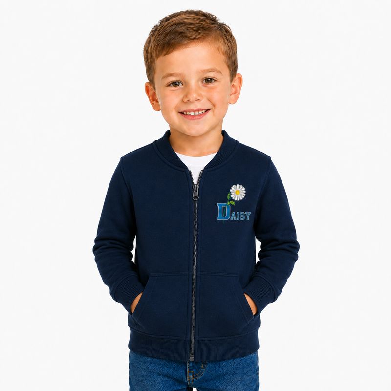 DAISY | Felpa con zip garzata unisex | Colore blu navy