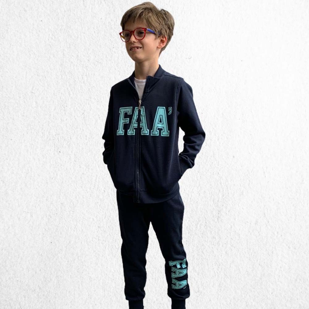 MELBY | Tuta felpa Invernale  FAA' DI BRUNO | colore blu e logo azzurro