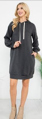 Plus Size Charcoal Hoodie Dress