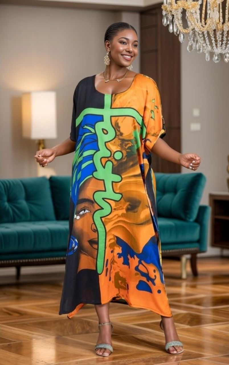 Green and Orange Faith African Print Dresses