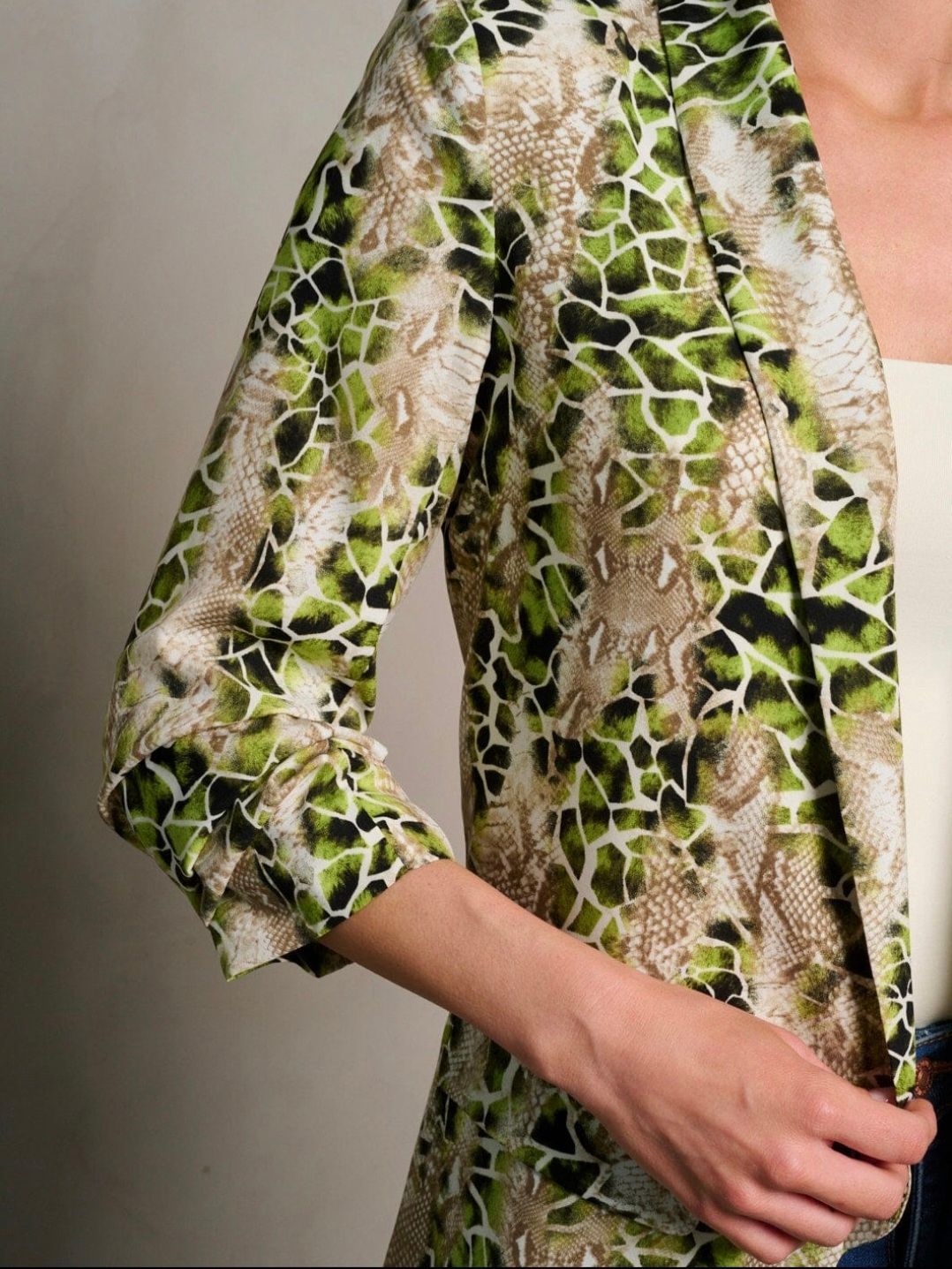 Green Snake Print Blazer