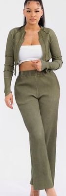 Olive Green 2 piece Pants Set