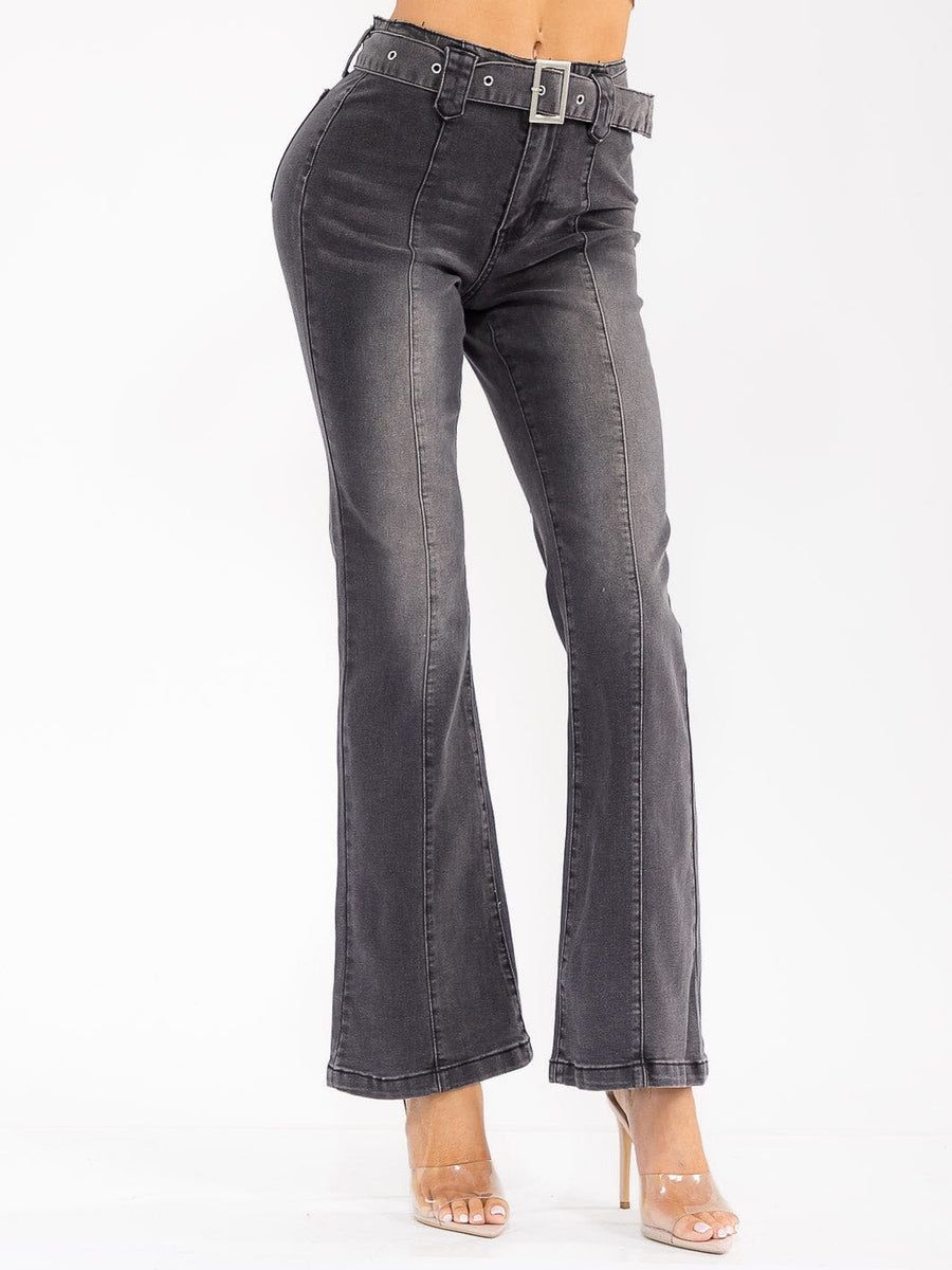 Washed Denim Bell Bottom Jeans