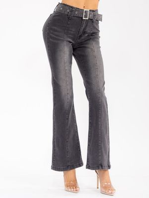 Washed Denim Bell Bottom Jeans