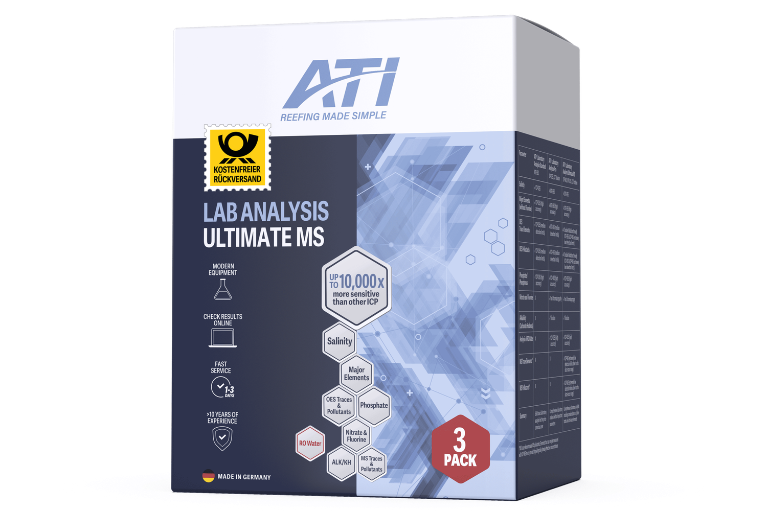 ATI ICP Laboranalyse Ultimate MS 3 pack inkl. Rückversand DE