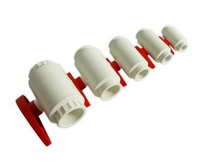 PVC Kugelhahn weiß/rot 40mm kompakt
