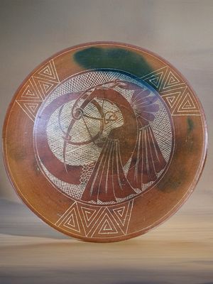 Handcrafted Ceramic Bowl – Tribal Bird Design