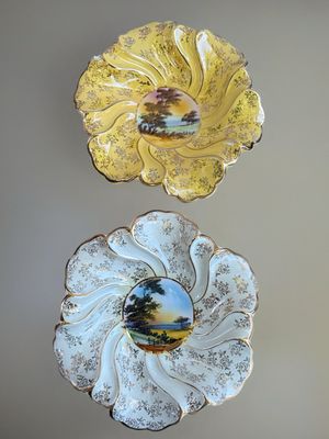 Set of 2 Hand-Painted RB Alcobaça Portuguese Ceramic Dishes