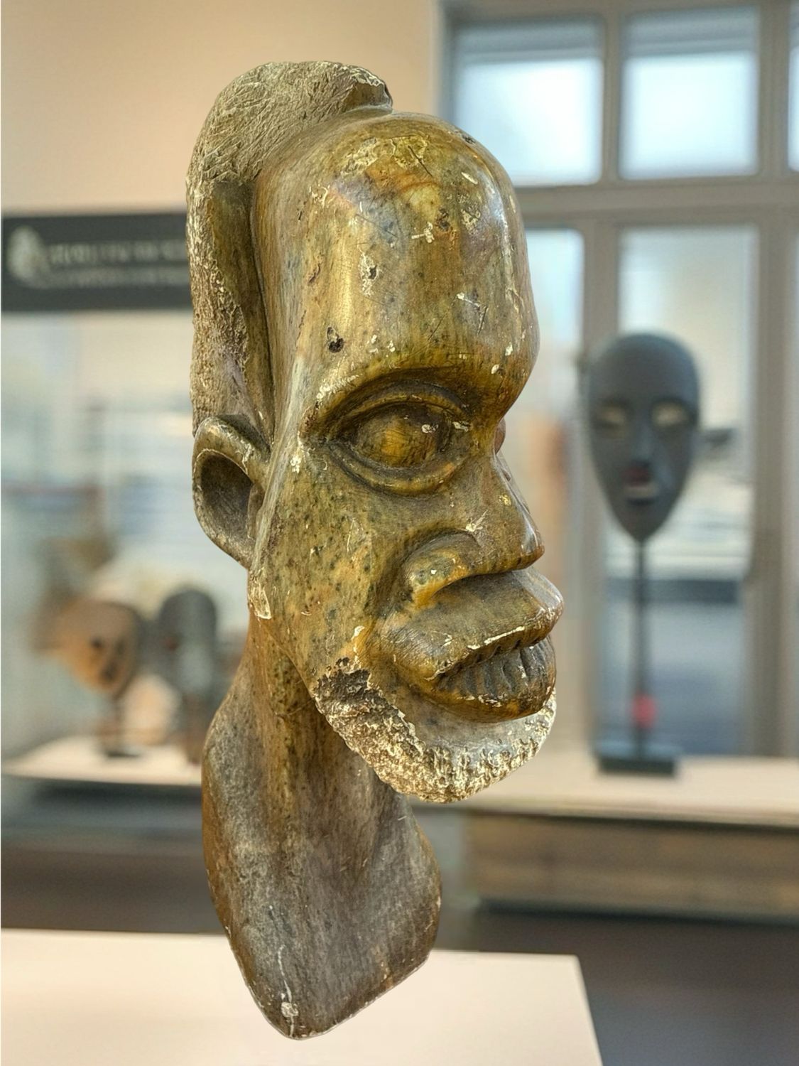 African Hand-Carved Stone Bust – Tribal Style