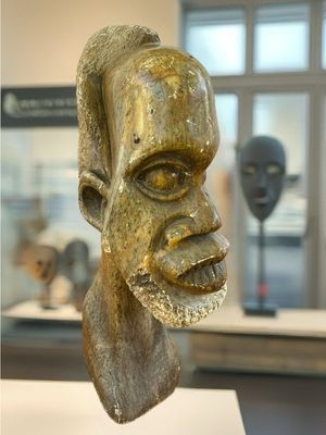 African Hand-Carved Stone Bust – Tribal Style