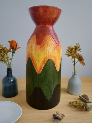 Hand-Painted Ceramic Vase with Earthy Sunset Tones