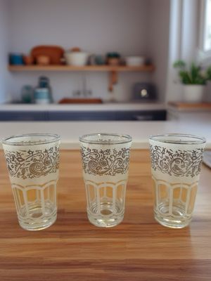 Vintage Moroccan-Style Tea Glasses (Set of 3)