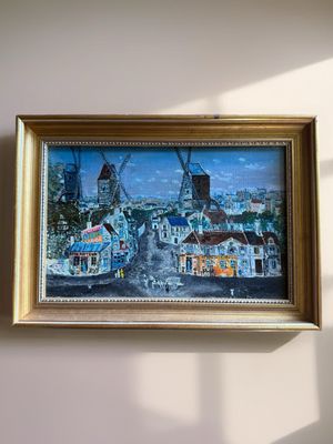 Dutch Street Scene Painting – &quot;Au Repos de la Côte&quot; by B. Binnie (1987)