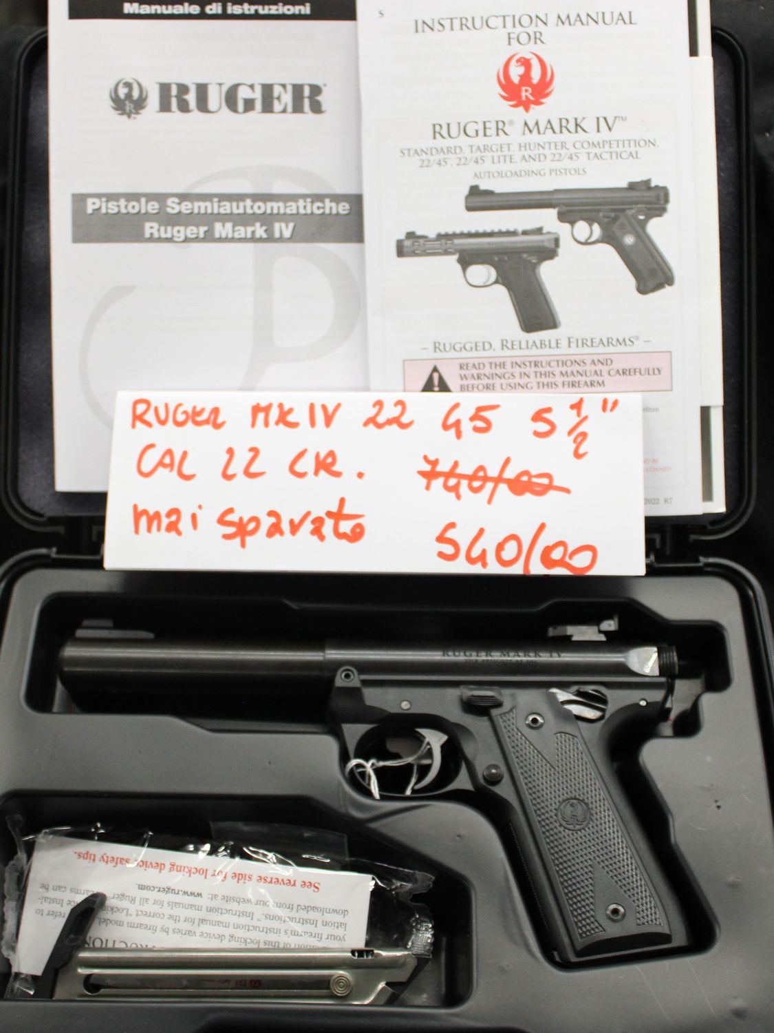 ruger mkiv 22/45 cal22 l.r. a 540,00€