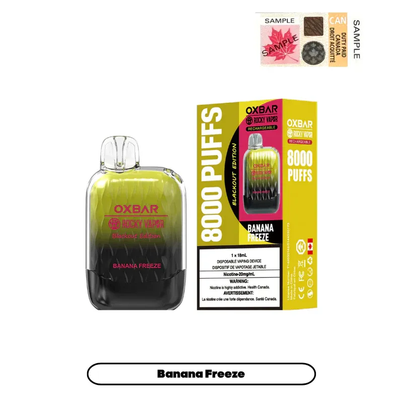 OXBAR G8000 BANANA FREEZE (BLACKOUT EDITION) DISPOSABLE VAPE (8000 PUFFs)