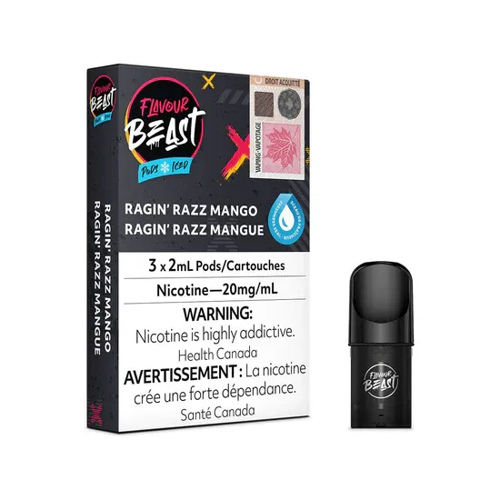 STLTH Compatible Flavour Beast Ragin&#39; Razz Mango Iced Vape Pods