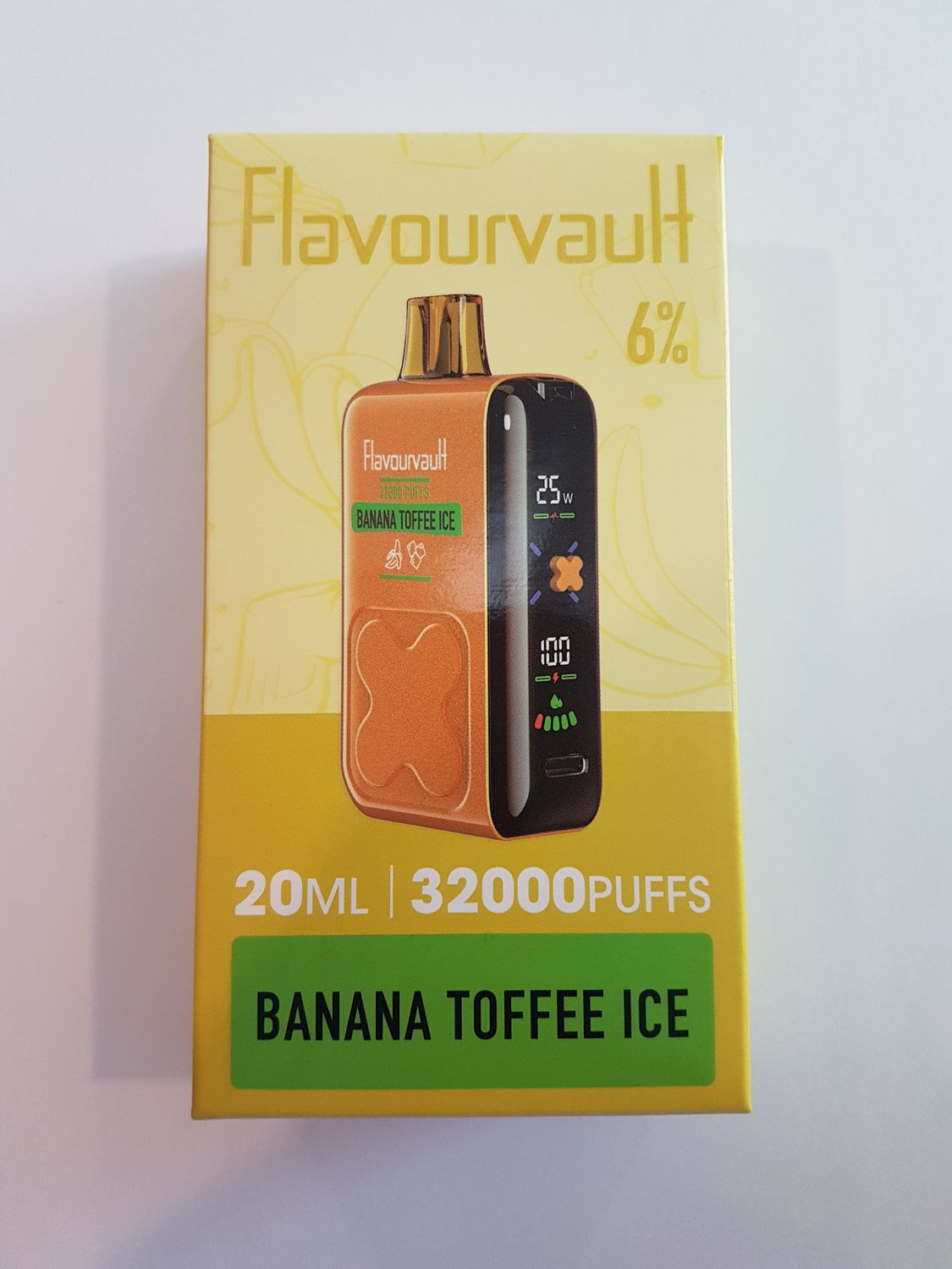 FlavourVault 32k 6% Disposable - Banana Toffee Ice