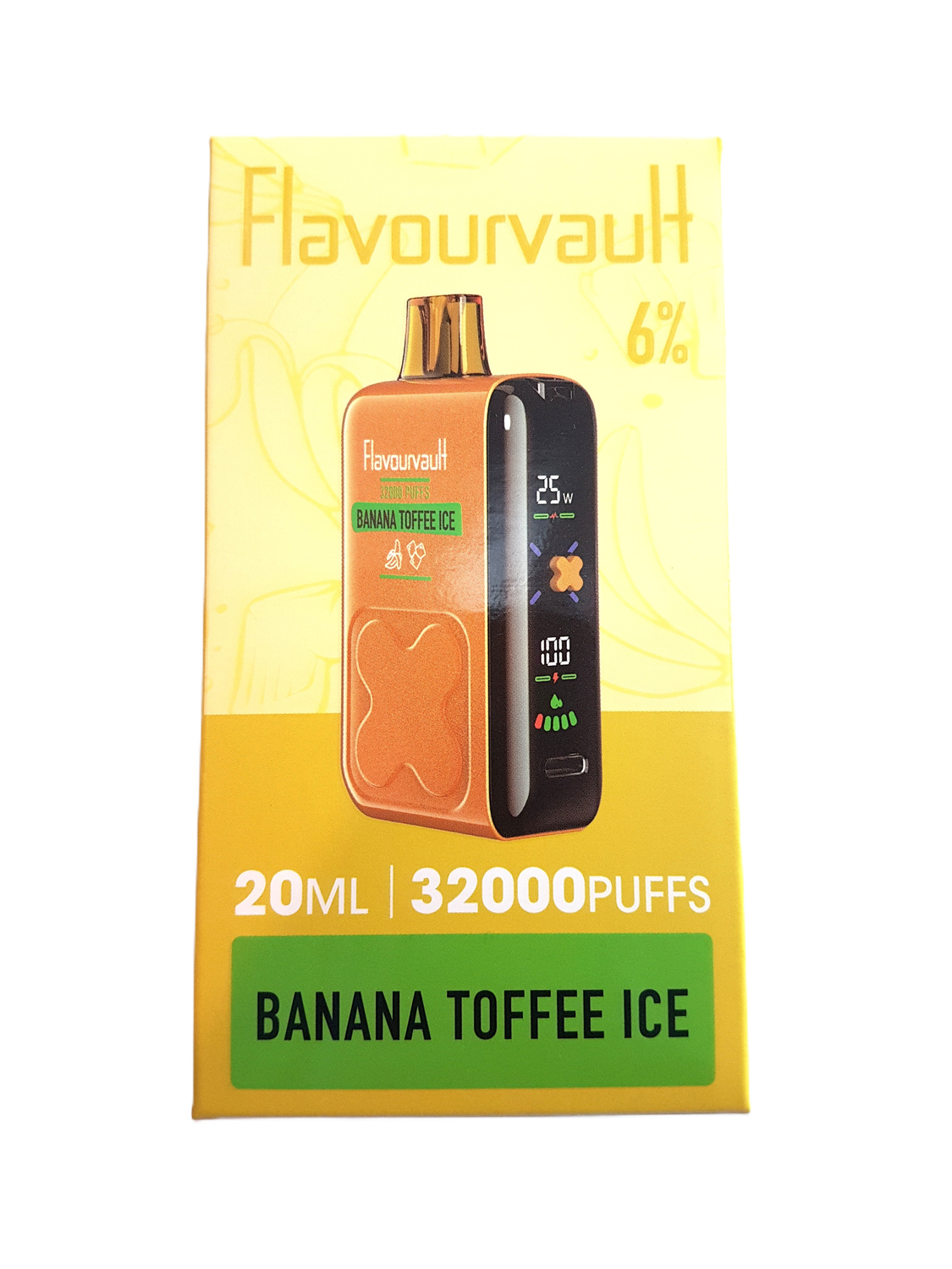 FlavourVault 32k 6% Disposable - Banana Toffee Ice