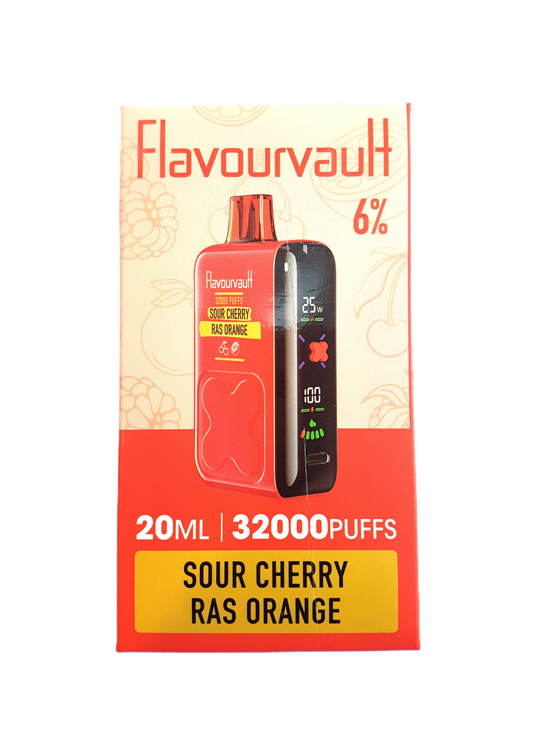 FlavourVault 32k 6% Disposable - Sour Cherry Ras Orange
