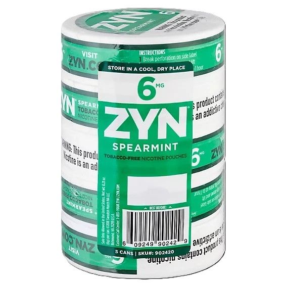 ZYN Spearmint 6mg nicotine - Sleeve of 5