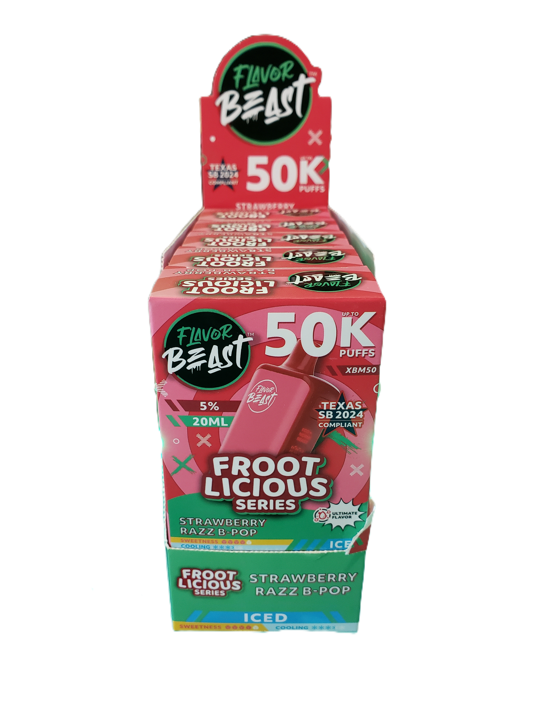 Flavor Beast XBM50 Disposable Strawberry Razz B-Pop Froot Licious Iced (50mg)