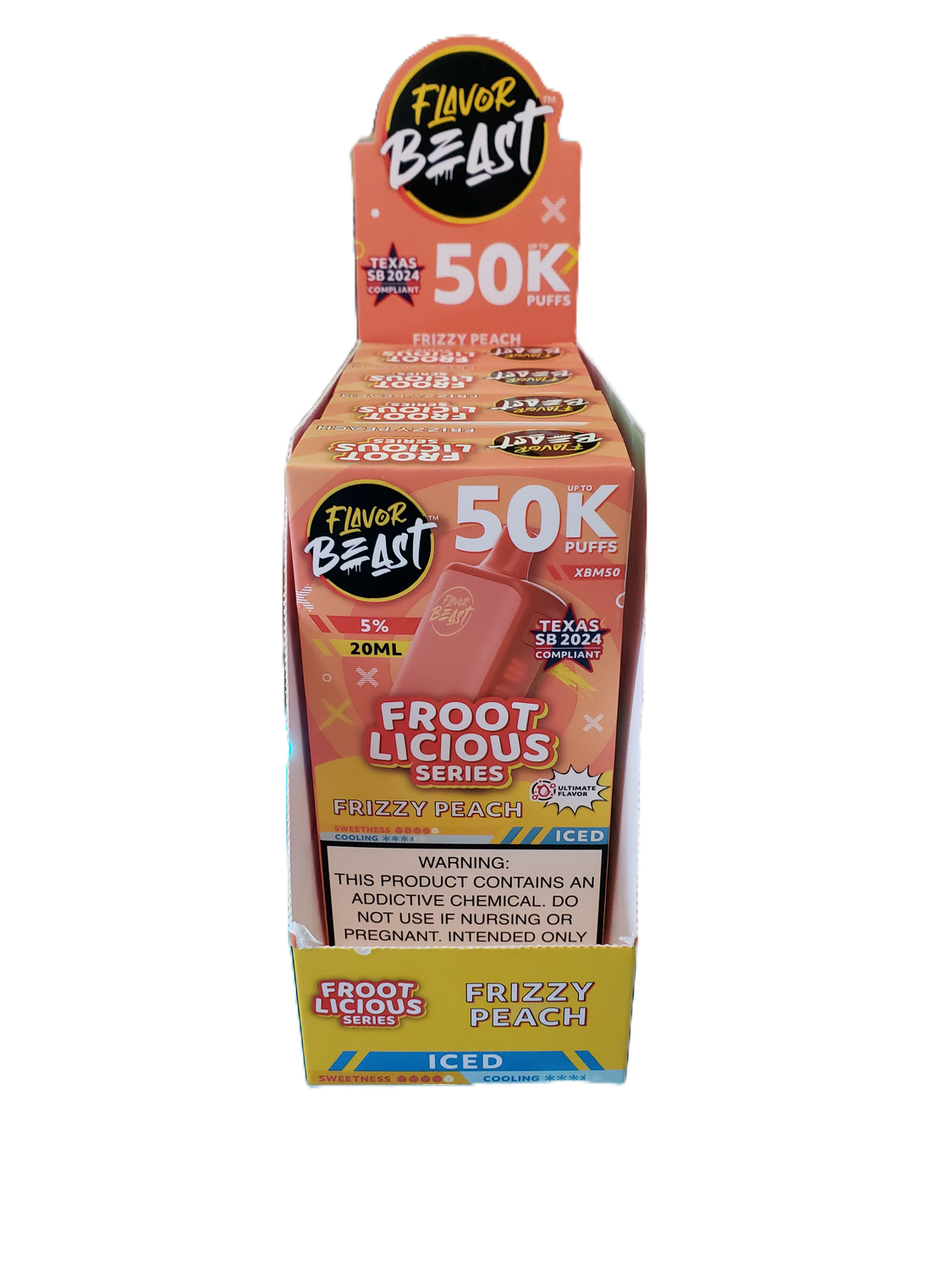 Flavor Beast XBM50 Disposable Frizzy Peach Froot Licious Iced (50mg)
