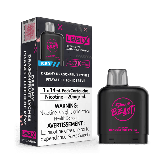 Flavour Beast Level X Pod - 7k puff - Dreamy DragonFruit Lychee Iced
