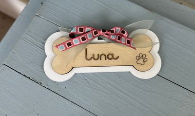 Personalized Wooden Dog Bone Ornament