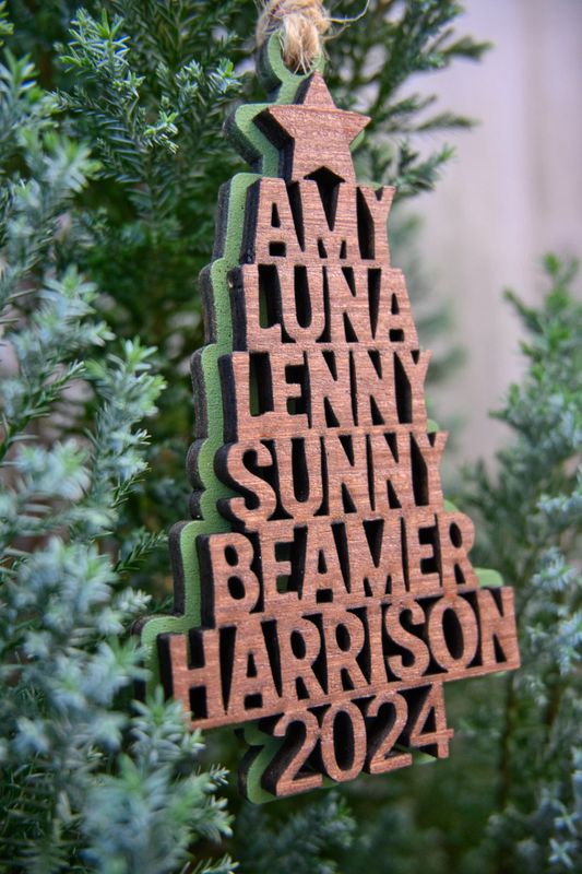 Stacked Name Tree Ornament