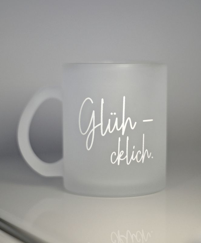 Satinierte Glastasse für die Weihnachtszeit Weiß