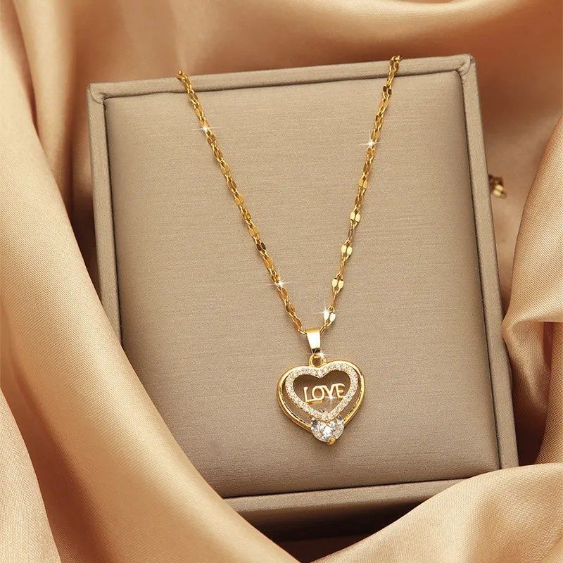 Love Pendant Necklace 14K Gold Plated