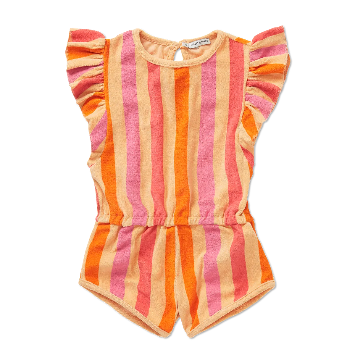 Ruffle terry jumpsuit stripes