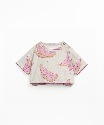 PRINTED PLUSH SWEATER -GRES