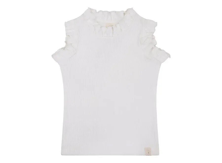 Ruffle top white rib
