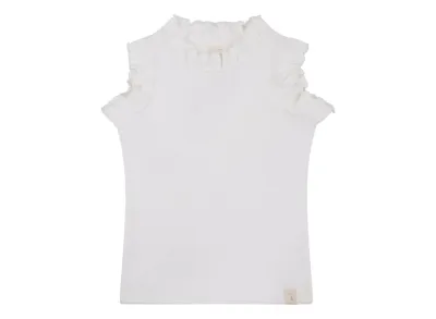 Ruffle top white rib
