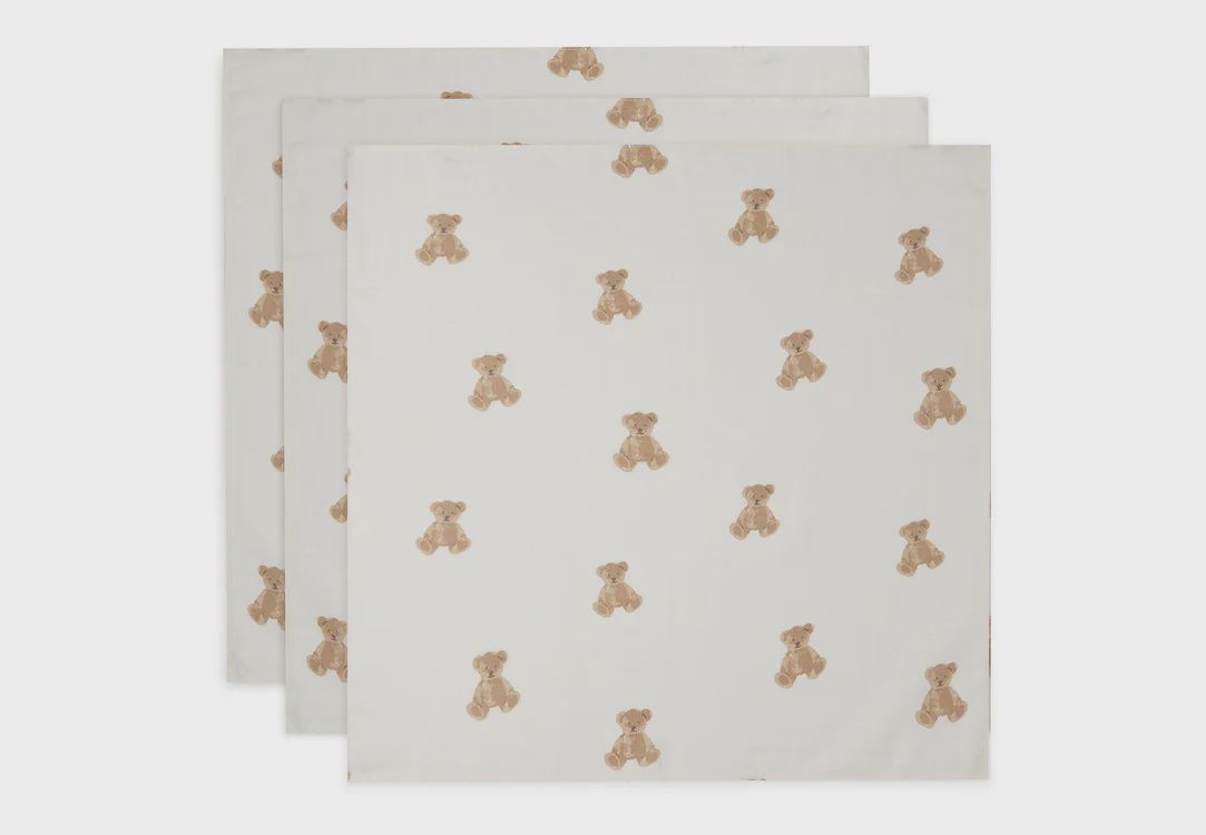 Hydrofiele Doek Small 70x70cm - Teddy Bear - 3 Stuks