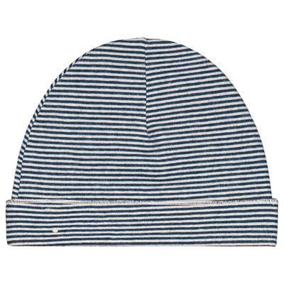 Baby Beanie GOTS - Blue Grey - Cream