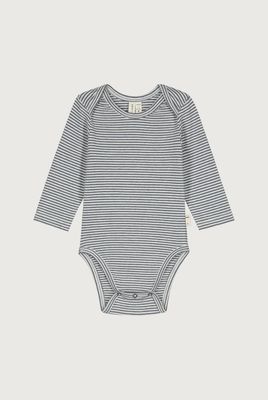 Baby L/S Onesie GOTS - Blue Grey - Cream