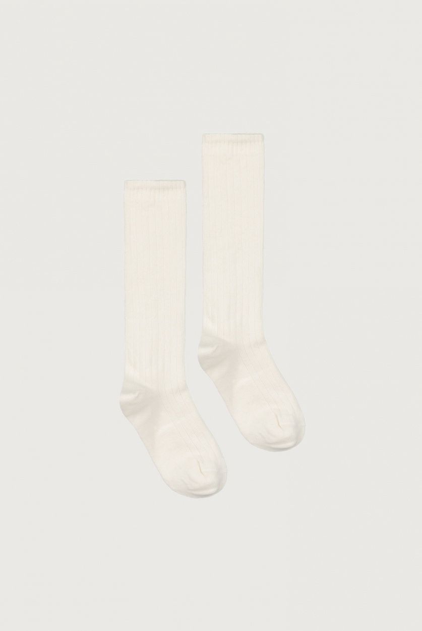Long Ribbed Socks GOTS - Cream