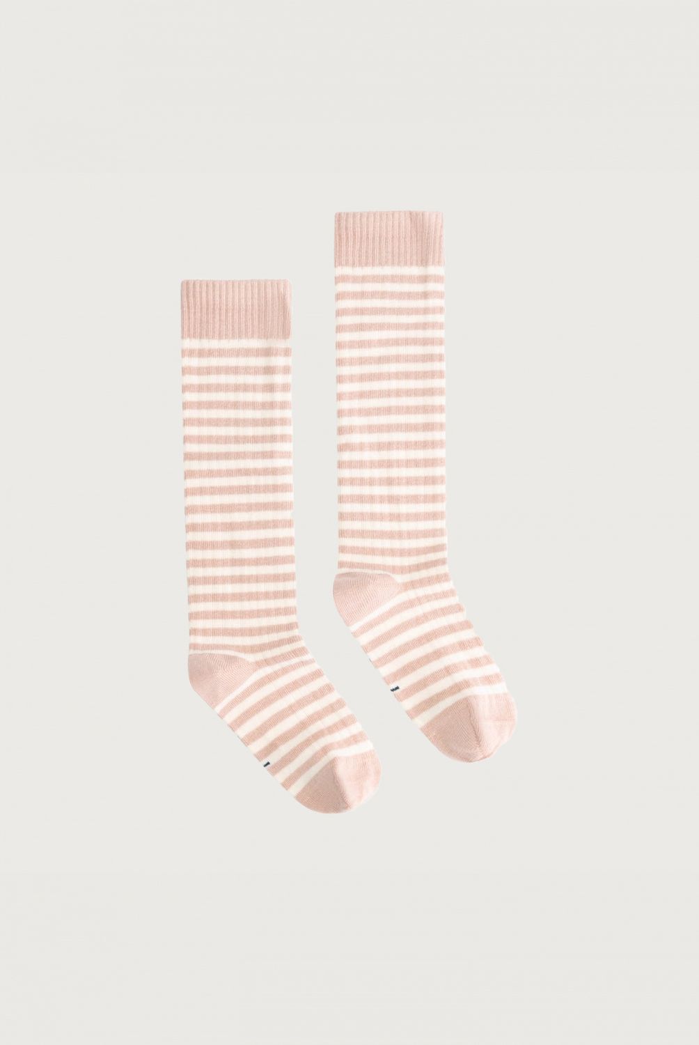 Long Ribbed Socks GOTS - Faded Pink - Cream