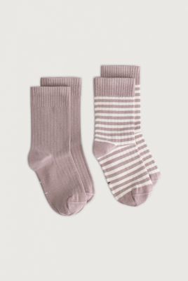 Ribbed Socks GOTS | 2-pack - Berry - Cream